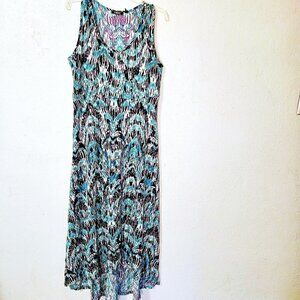 Elementz Sequined Teal Purple- White Glamorous Woman's Maxi Evening Dress SZ L